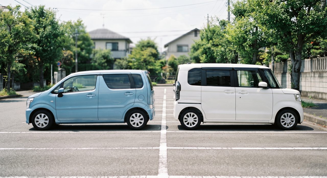 背の低いハイトワゴン系軽自動車と背の高いスーパーハイトワゴン系軽自動車の車高の違い